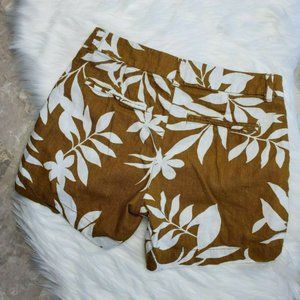 NAVY Brown White Floral Linen Blend Hawaiian 2